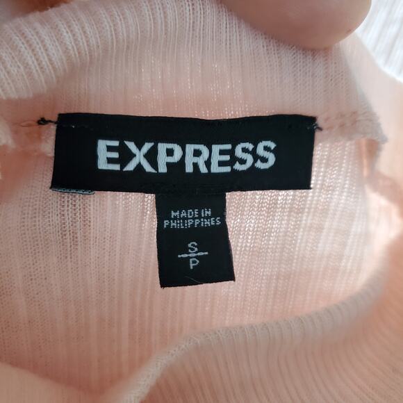 Express Women's Pink Lightweight Ruched Shoulder Ribbed Top Size S - Picture 5 of 7